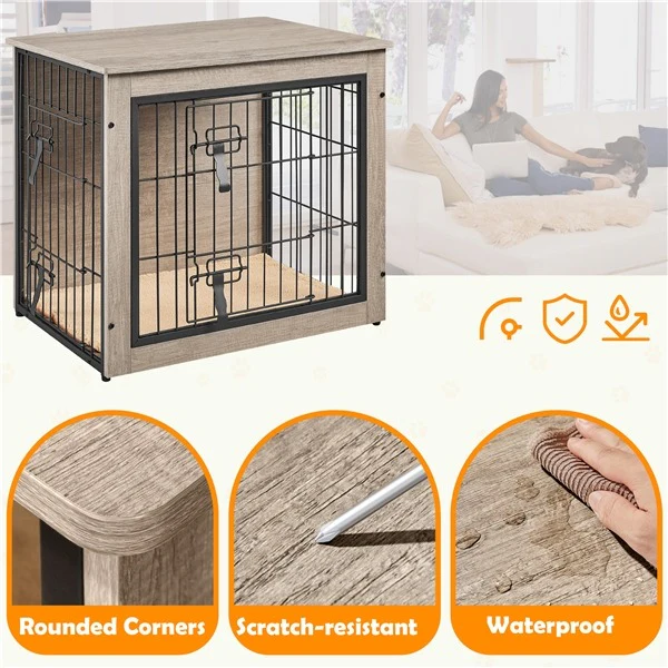 Yaheetech 27.5''/38'' Dog Crate Furniture with Cushion - Image 6