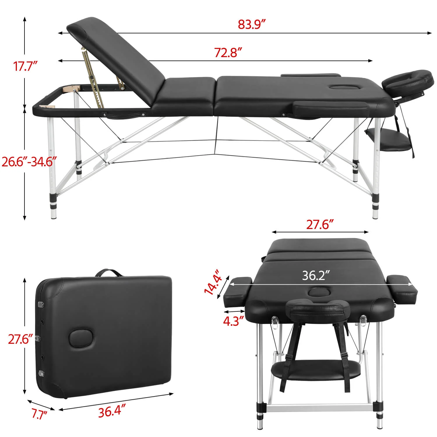 Yaheetech 28“ Adjustable Massage Bed - Image 3