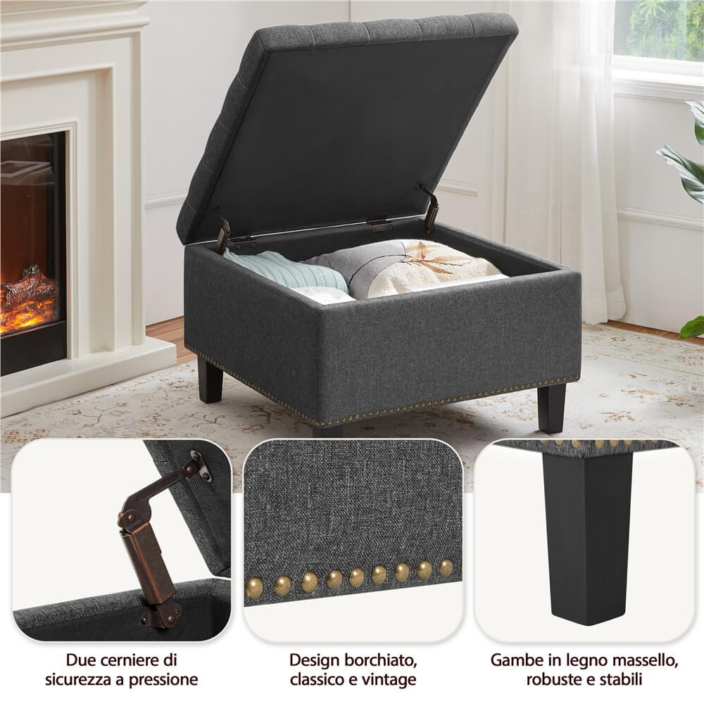 Yaheetech 28-inch Entryway Ottoman Bench with Storage - Image 6