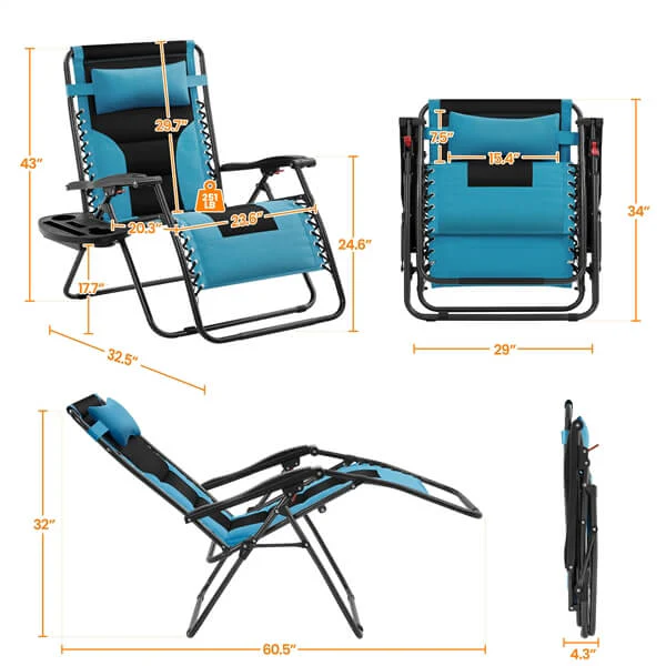 Yaheetech 29in Full Padded Zero Gravity Chair - Image 3