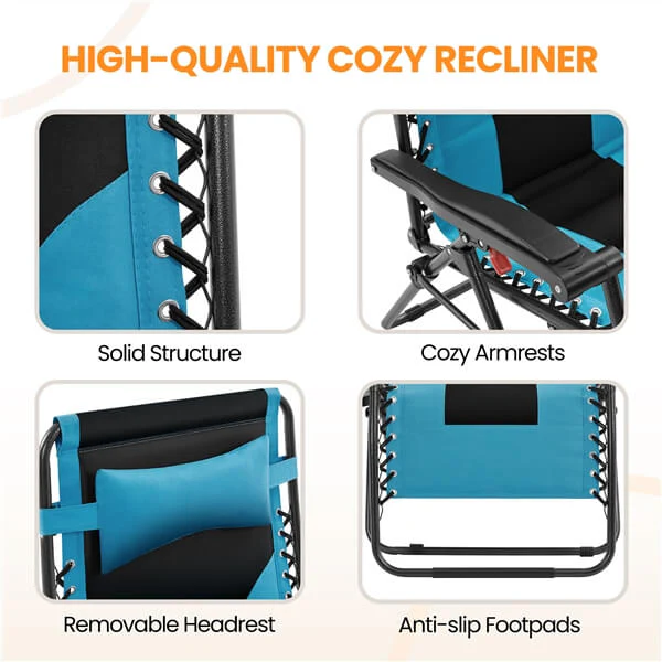 Yaheetech 29in Full Padded Zero Gravity Chair - Image 4