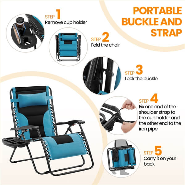 Yaheetech 29in Full Padded Zero Gravity Chair - Image 6