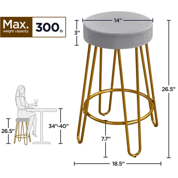 Yaheetech 26.5 Inch 2PCS Counter Stools - Image 5