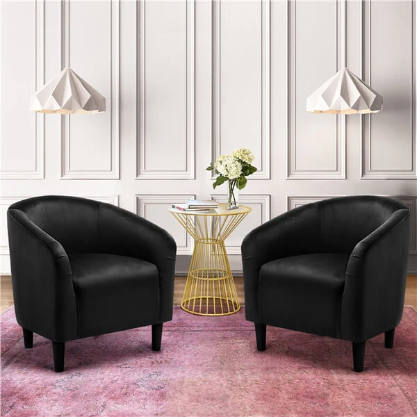 Yaheetech 2PCS Cozy Velvet Barrel Chair