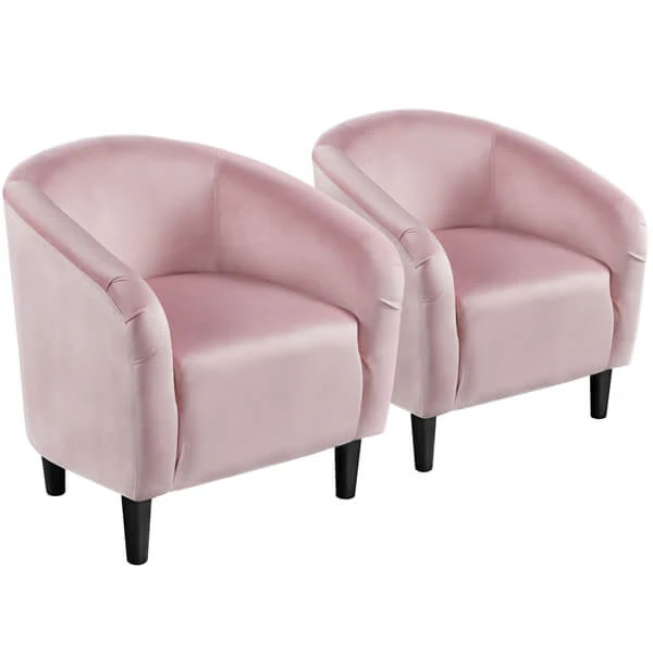 Yaheetech 2PCS Cozy Velvet Barrel Chair - Image 8