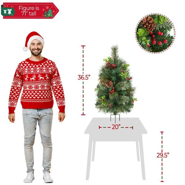 Yaheetech 2Pcs Pre-lit Mini Christmas Trees - Image 5
