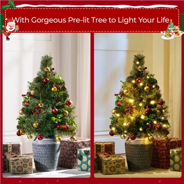 Yaheetech 2Pcs Pre-lit Mini Christmas Trees - Image 6