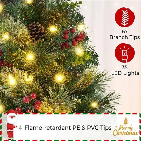 Yaheetech 2Pcs Pre-lit Mini Christmas Trees - Image 7