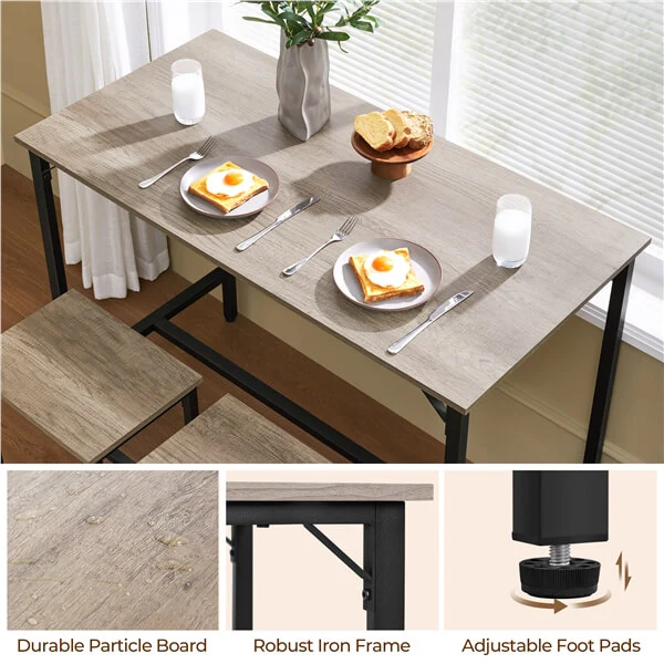 Yaheetech Counter Height Kitchen Table with Bar Stools Set of 2 - Image 4