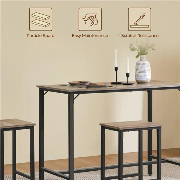 Yaheetech Counter Height Kitchen Table with Bar Stools Set of 2 - Image 6