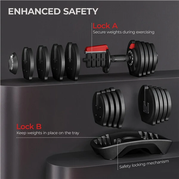 Yaheetech 3-40LBS Quick-adjust Dumbbell Set - Image 5