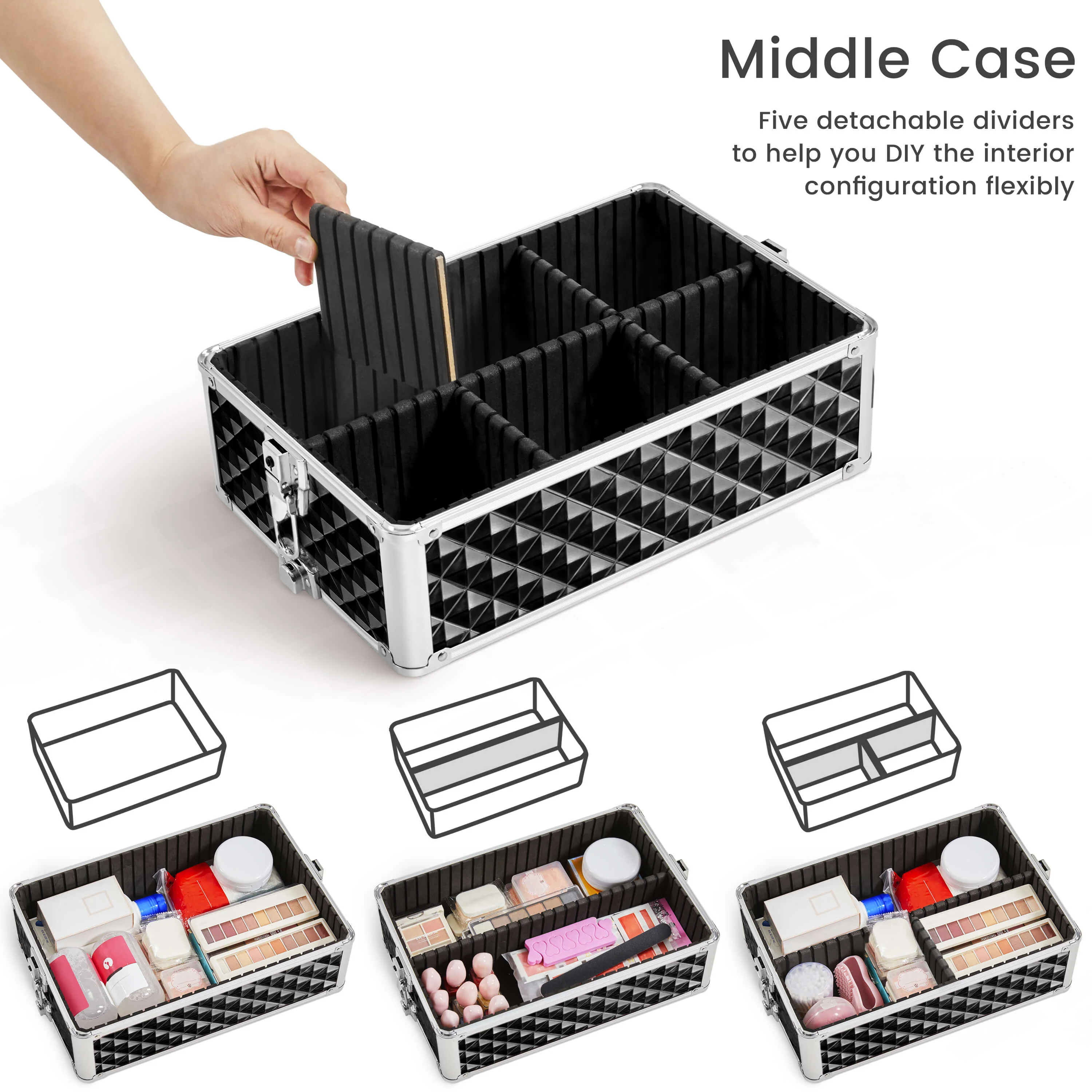 Yaheetech 3-in-1 Rolling Makeup Train Case - Image 6