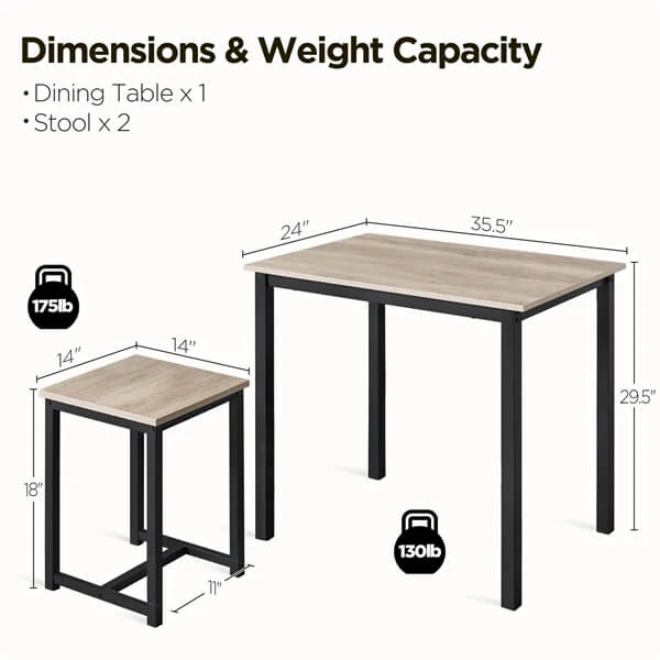 Yaheetech 3 Piece Dining Table Set - Image 4