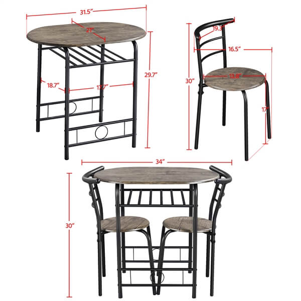 Yaheetech 3 Piece Dining Table Set - Image 7