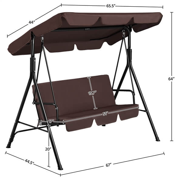 Yaheetech 3-Seat Patio Swing Chair - Image 3