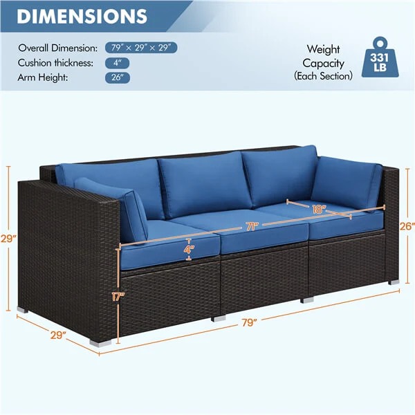 Yaheetech 3-Seat Patio Wicker Sofa - Image 3