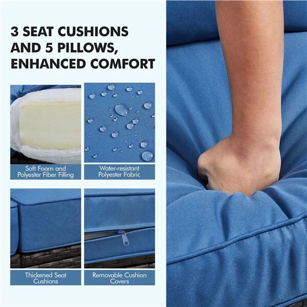Yaheetech 3-Seat Patio Wicker Sofa - Image 5