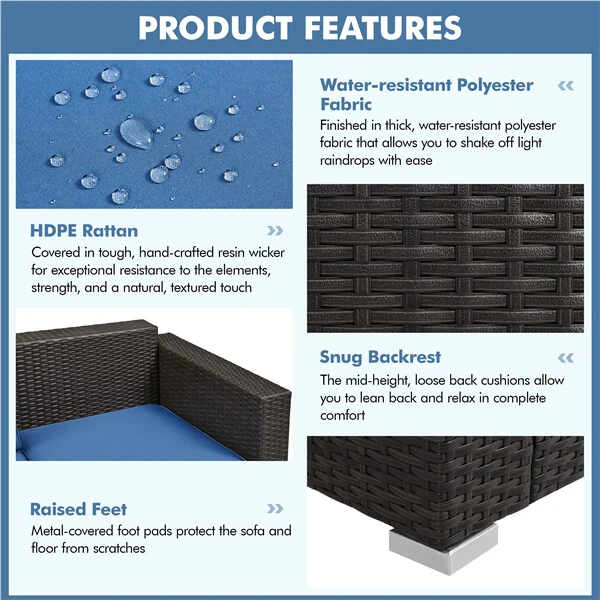 Yaheetech 3-Seat Patio Wicker Sofa - Image 6
