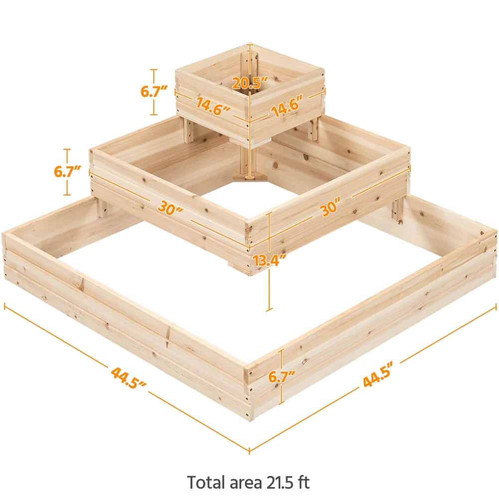 Yaheetech 3-Tier Fir Wood Raised Garden Bed - Image 3
