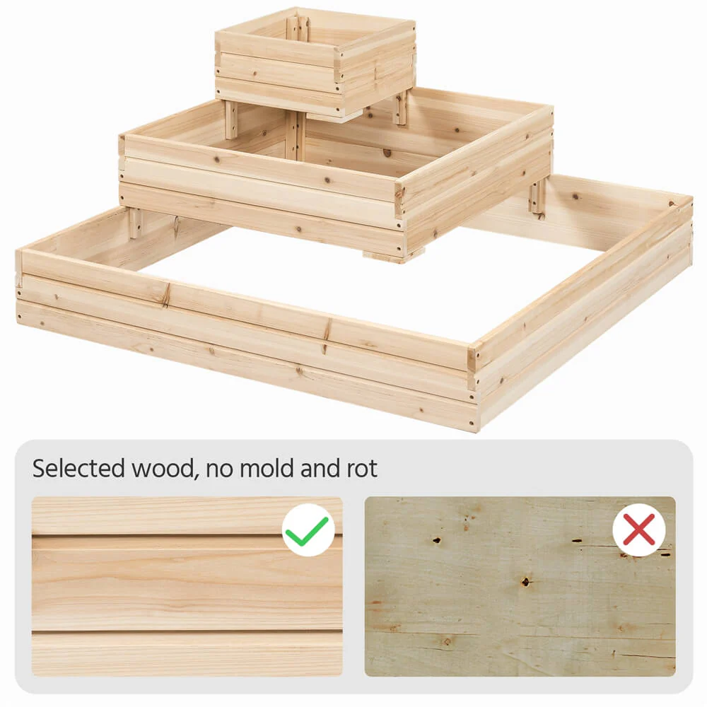 Yaheetech 3-Tier Fir Wood Raised Garden Bed - Image 4