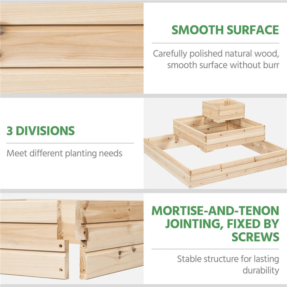 Yaheetech 3-Tier Fir Wood Raised Garden Bed - Image 6