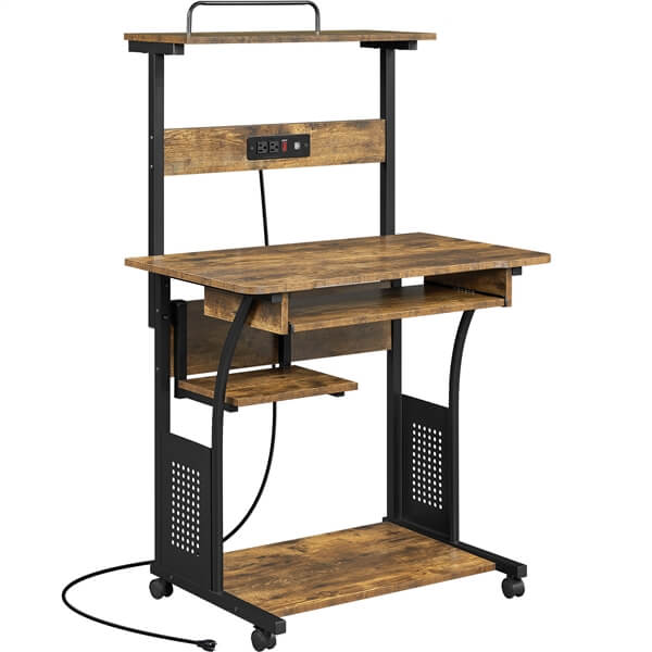 Yaheetech 3 Tiers Rolling Computer Desk on Wheels - Image 2