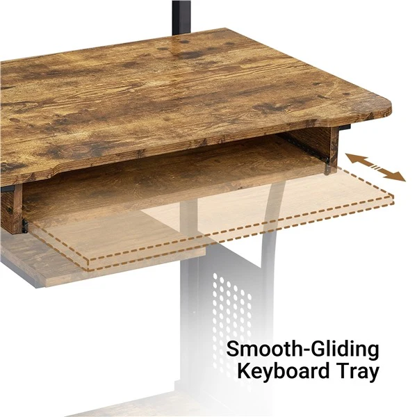Yaheetech 3 Tiers Rolling Computer Desk with Keyboard Tray - Image 5