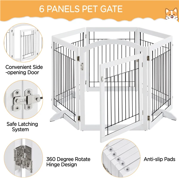 Yaheetech 32-inch Tall Dog Gate with Door Extra Wide - Image 5