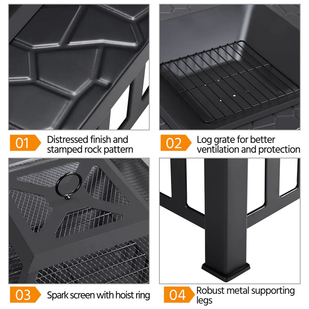 Yaheetech 34'' Square Fire Pit - Image 6