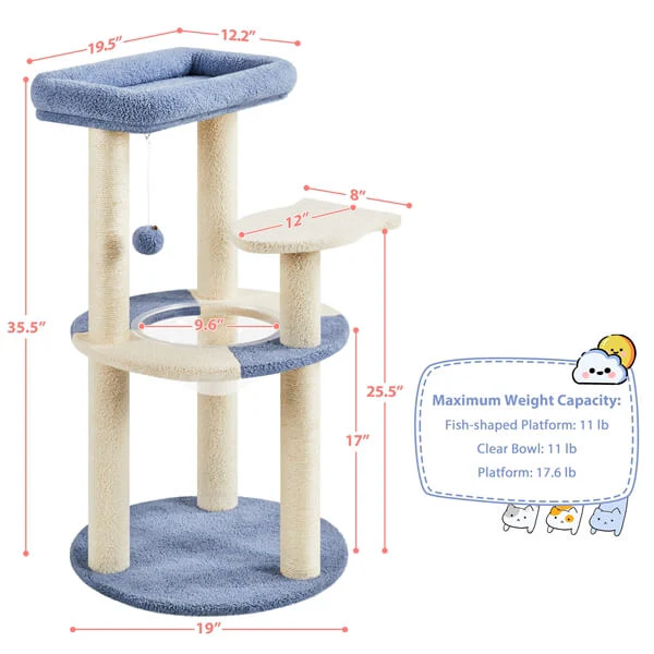 Yaheetech 35.5″ Tall Ocean Cat Tree - Image 2