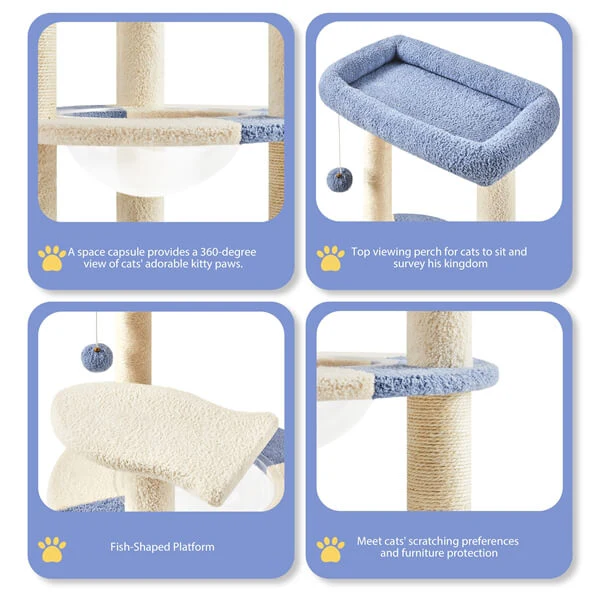 Yaheetech 35.5″ Tall Ocean Cat Tree - Image 5