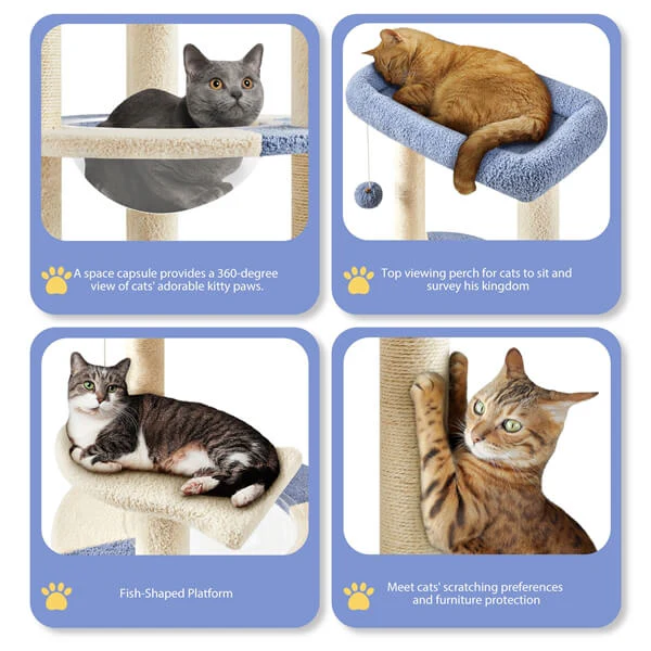 Yaheetech 35.5″ Tall Ocean Cat Tree - Image 8