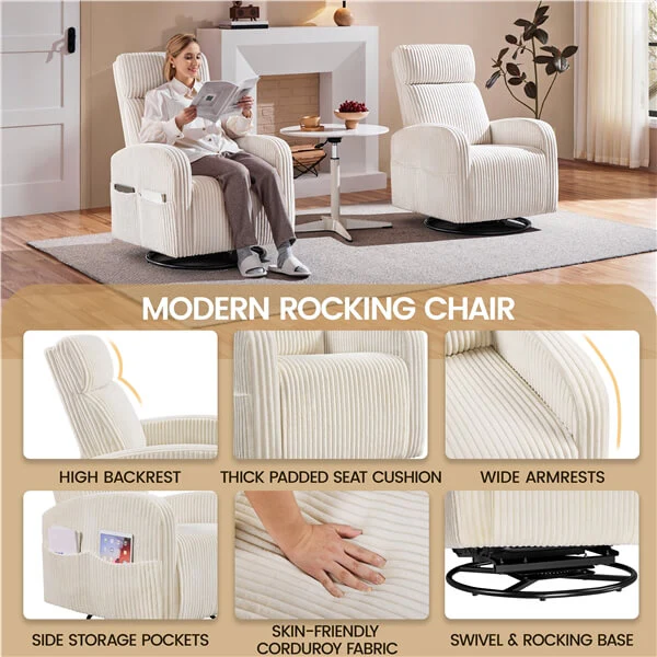 Yaheetech 360° Swivel Glider Chair for Nursery - Image 7