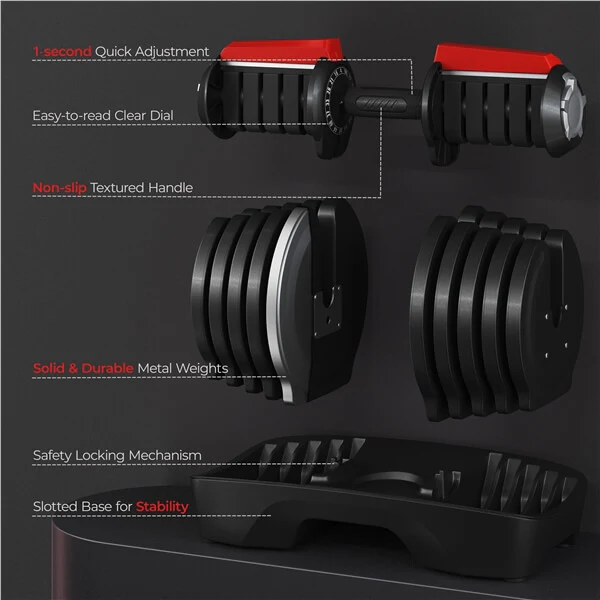 Yaheetech Adjustable Dumbbell 90lbs - Image 7
