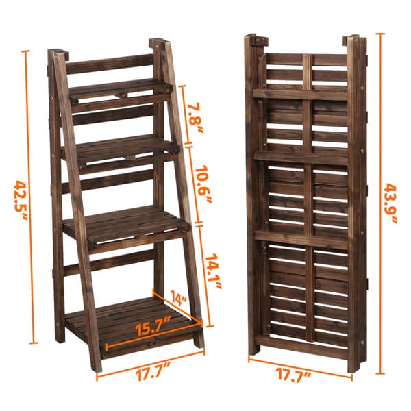 Yaheetech 4-Tier Wooden Foldable Plant Stands Racks - Image 3