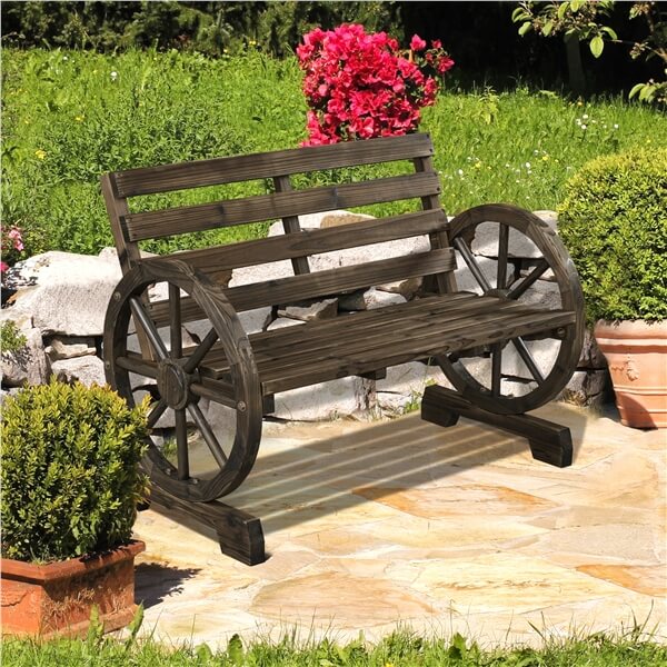 Yaheetech 41" Wooden Wheel Bench Garden Bench - Image 7