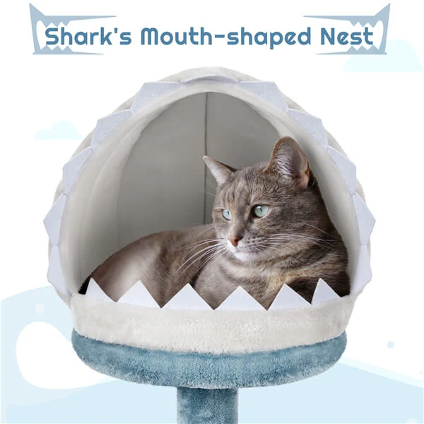 Yaheetech 45.5in Ocean-Themed Cat Tree Multi-Level Cat Tower - Image 5