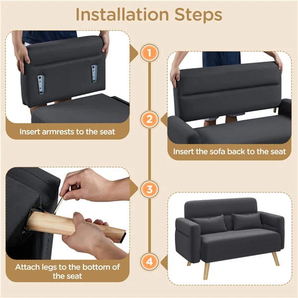 Yaheetech 46" Small Modern Fabric Sofa - Image 7