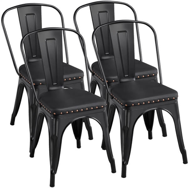 Yaheetech 4pcs Metal Dining Chairs with PU Leather Seat - Image 2