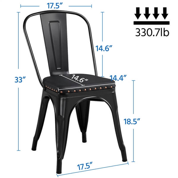Yaheetech 4pcs Metal Dining Chairs with PU Leather Seat - Image 3