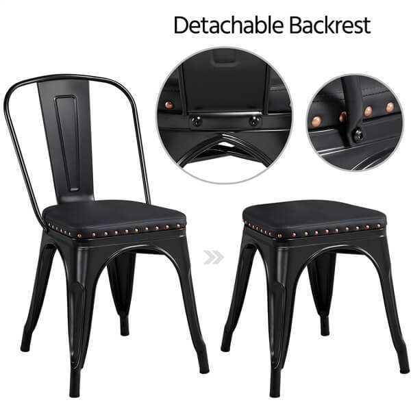 Yaheetech 4pcs Metal Dining Chairs with PU Leather Seat - Image 4