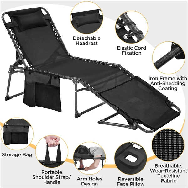 Yaheetech 5 Position Folding Tanning Chair - Image 7