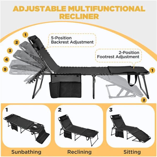 Yaheetech 5 Position Folding Tanning Chair - Image 8