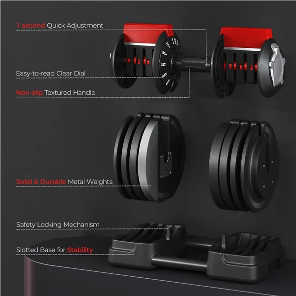 Yaheetech 52.5lbs Fast Adjust Dumbbells - Image 3