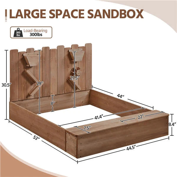 Yaheetech 53× 44.5in Wood Sand Box for Kids Ages 3-8 - Image 3