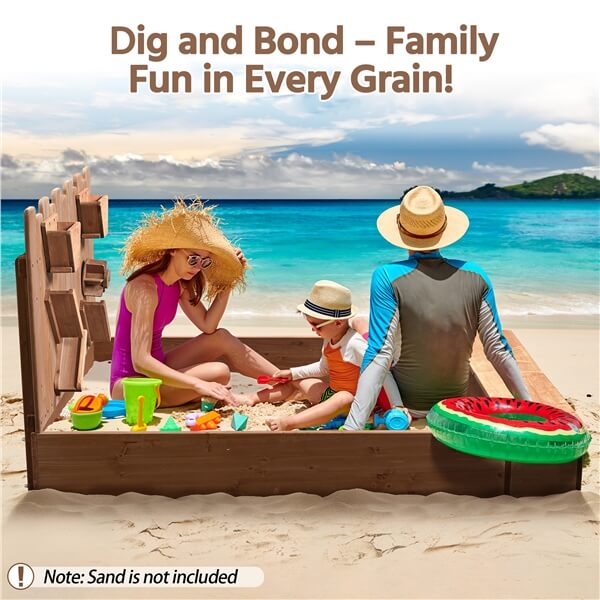 Yaheetech 53× 44.5in Wood Sand Box for Kids Ages 3-8 - Image 6