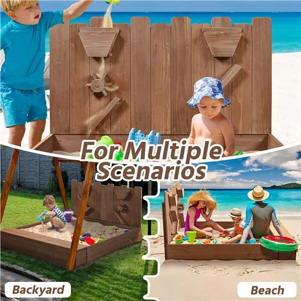 Yaheetech 53× 44.5in Wood Sand Box for Kids Ages 3-8 - Image 8