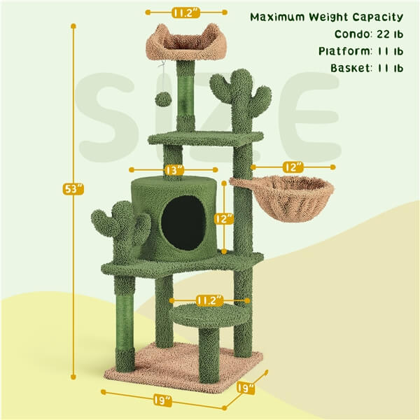 Yaheetech  53''H Cat Cactus Tree - Image 3