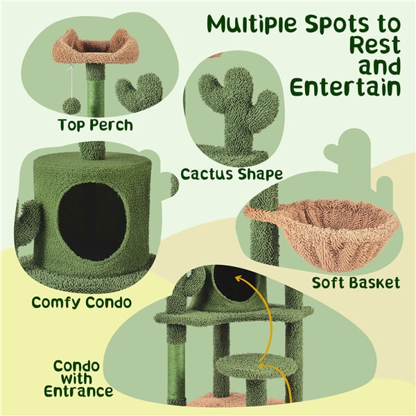 Yaheetech  53''H Cat Cactus Tree - Image 8