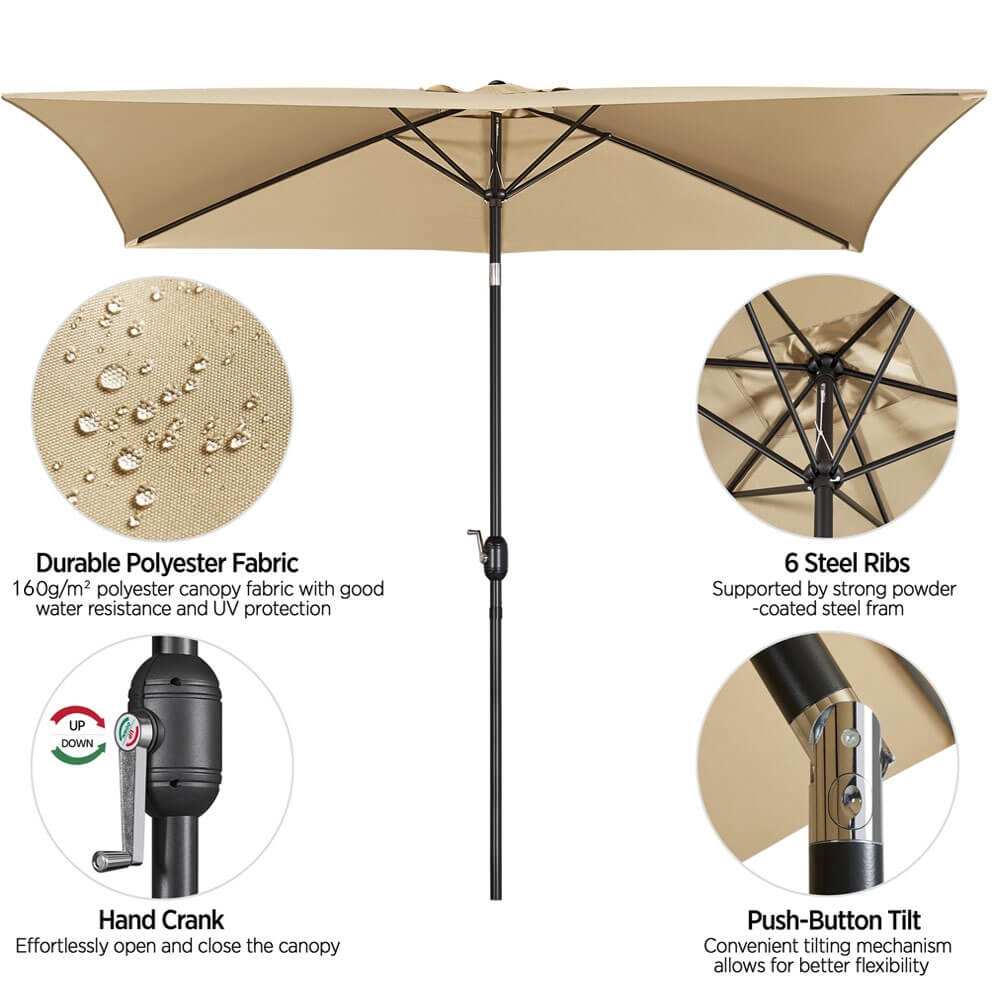 Yaheetech 6.5x10FT Rectangular Outdoor Patio Umbrella - Image 9